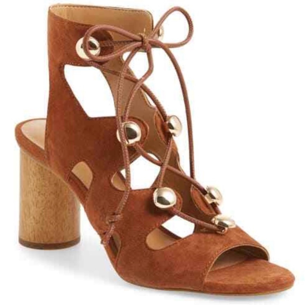 Rebecca Minkoff Adiv Suede Lace-Up Block Heel Sandal